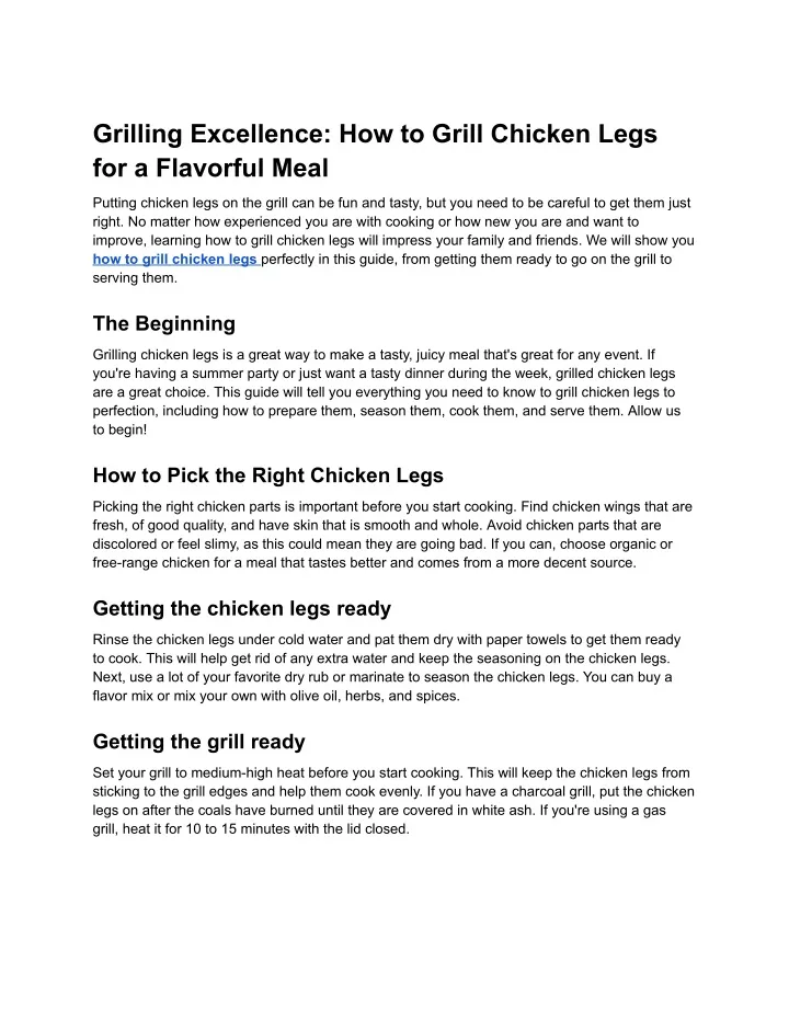 grilling excellence how to grill chicken legs
