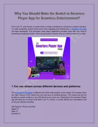 Why You Need To Switch To The Smarters Player App Today