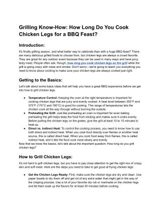 How Long Do You Cook Chicken Legs for a BBQ Feast - Google Docs