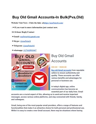 Buy Old Gmail Accounts-In Bulk(Pva,Old)