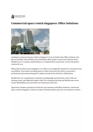 Commercial space rental Singapore : Office Solutions