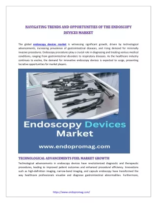 Navigating Trends and Opportunities of the Endoscopy Devices Market