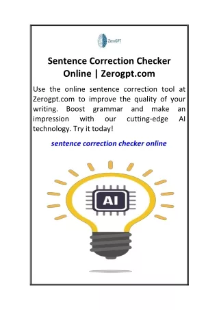 Sentence Correction Checker Online  Zerogpt.com