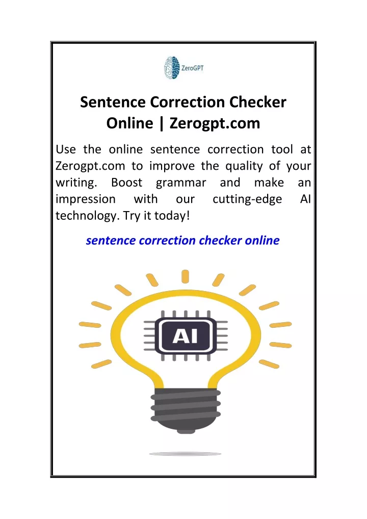 sentence correction checker online zerogpt com