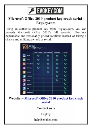 Microsoft Office 2010 product key crack serial  Evgkey.com