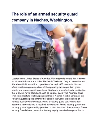 The role of an armed security guard company in Naches, Washington