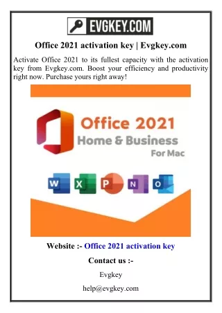 Office 2021 activation key  Evgkey.com