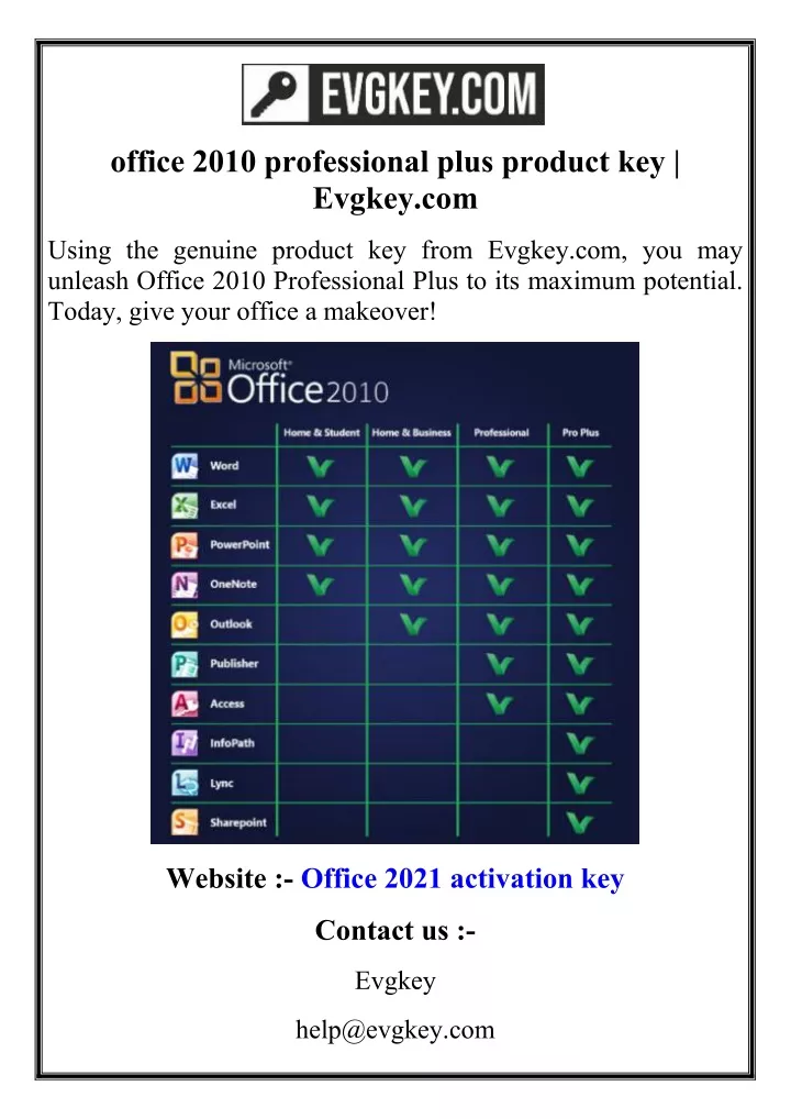 office 2010 professional plus product key evgkey