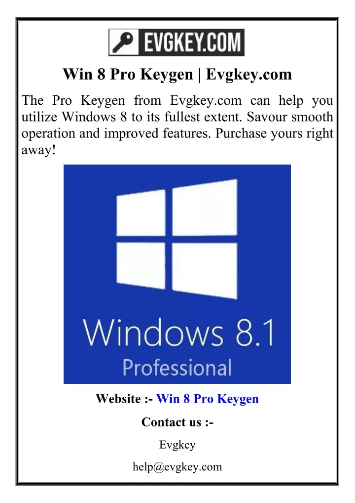 win 8 pro keygen evgkey com