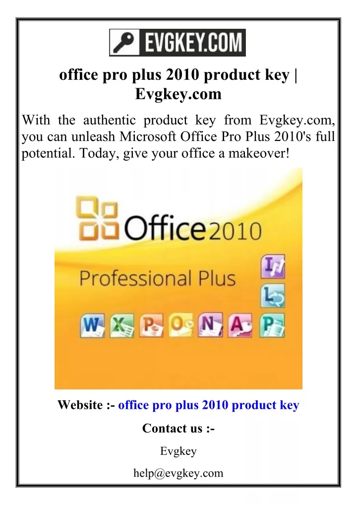 office pro plus 2010 product key evgkey com