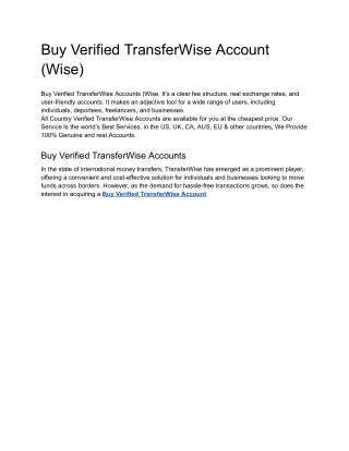 Buy Verified TransferWise Accounts