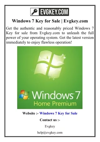 windows 7 key for sale evgkey com