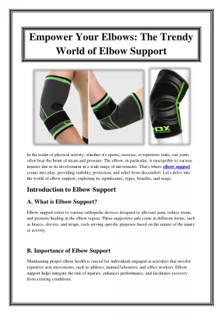Empower Your Elbows The Trendy World of Elbow Support