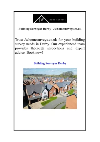 Building Surveyor Derby | Jwhomesurveys.co.uk