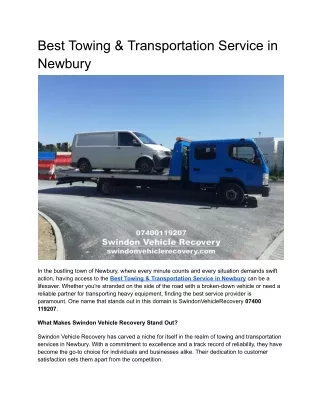 Best Towing & Transportation Service in Newbury