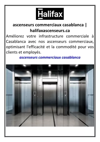 ascenseurs commerciaux casablanca halifaxascenseurs.ca