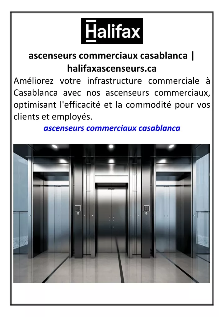 ascenseurs commerciaux casablanca