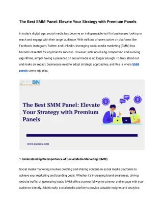 The Best SMM Panel_ Elevate Your Strategy with Premium Panels