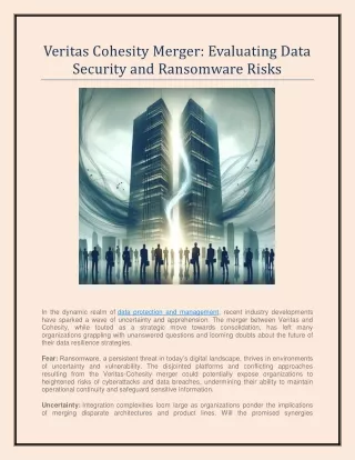 Veritas Cohesity Merger - Evaluating Data Security and Ransomware Risks