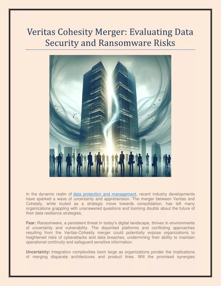 PPT Veritas Cohesity Merger Evaluating Data Security and Ransomware