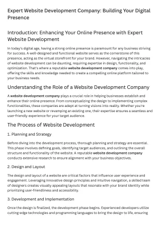 Expert Website Development Company Building Your Digital Presence