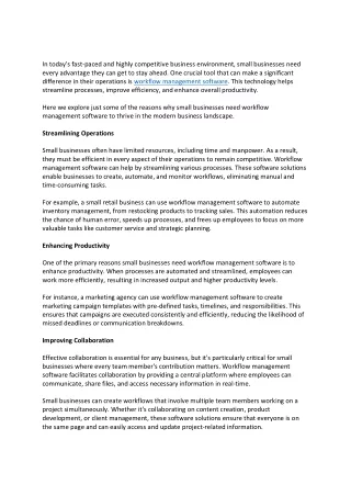 Why small businesses need Workflow Management Software