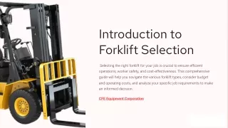 How to Choose the Type of Forklift for Your Job