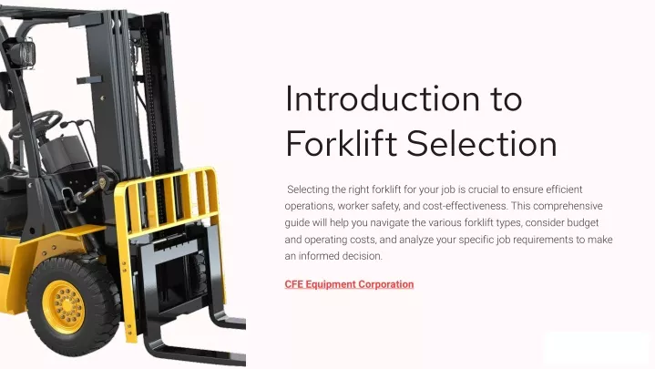 introduction to forklift selection