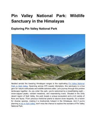 Pin Valley National Park_ Wildlife Sanctuary in the Himalayas