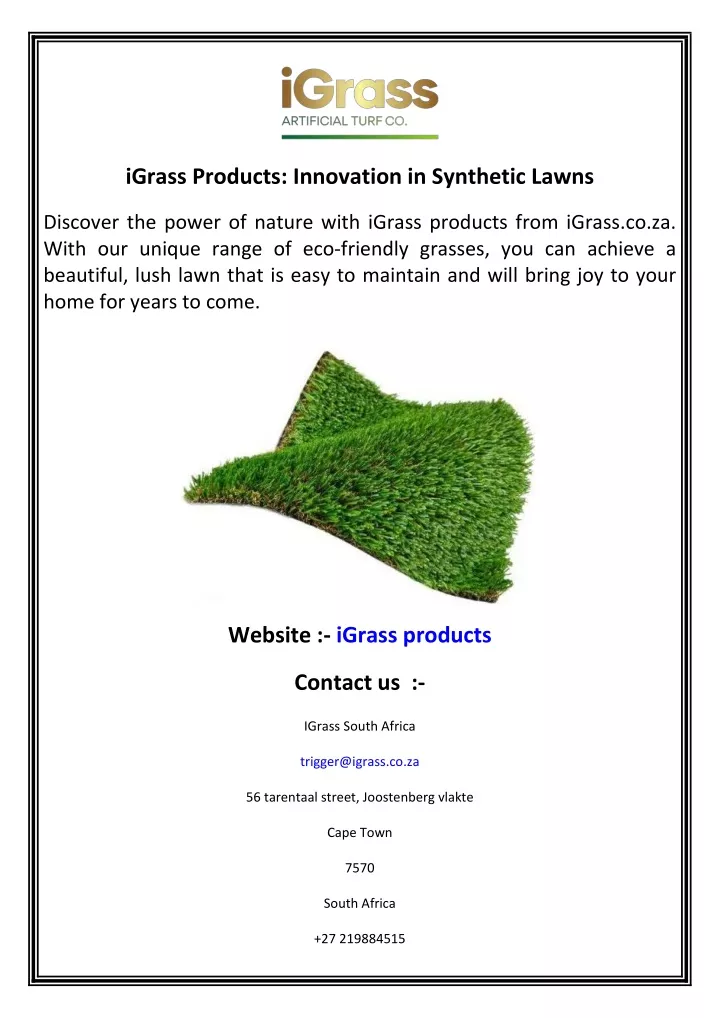 igrass products innovation in synthetic lawns