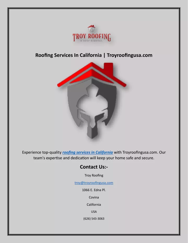 roofing services in california troyroofingusa com