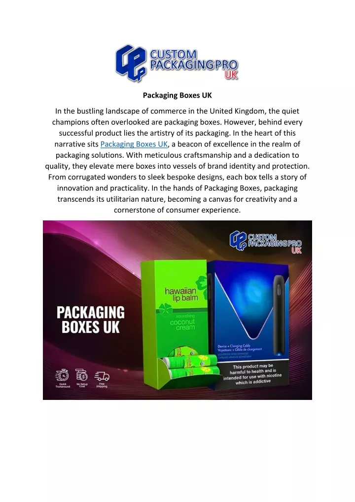 packaging boxes uk
