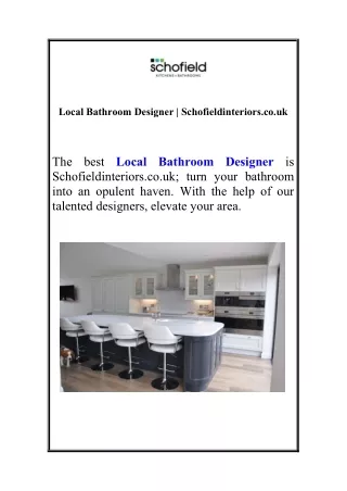Local Bathroom Designer | Schofieldinteriors.co.uk