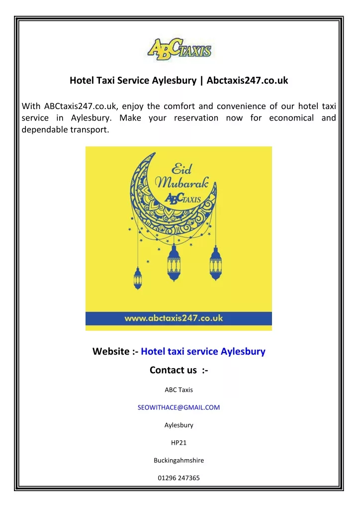 hotel taxi service aylesbury abctaxis247 co uk