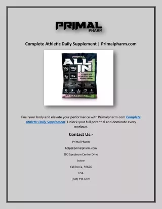 Complete Athletic Daily Supplement | Primalpharm.com