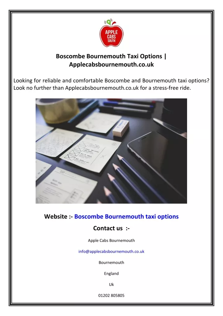 boscombe bournemouth taxi options