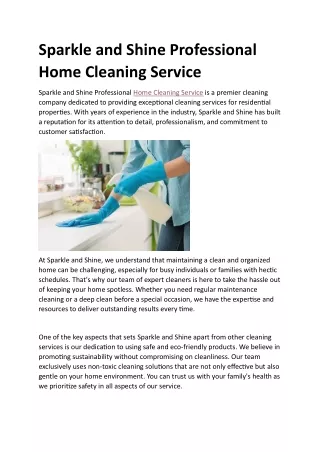 Sparkle and Shine Professional Home Cleaning Service