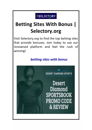 Betting Sites With Bonus  Selectory.org