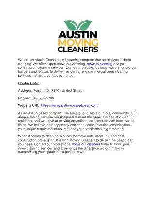 Austin Moving Cleaners