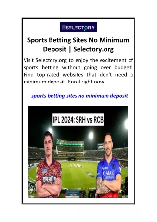 Sports Betting Sites No Minimum Deposit  Selectory.org