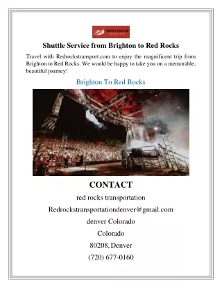 Shuttle Service from Brighton to Red Rocks