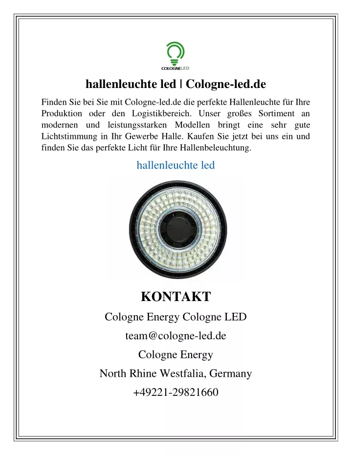 hallenleuchte led cologne led de