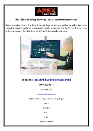 Best Link Building Services India   Apexwebcube.com