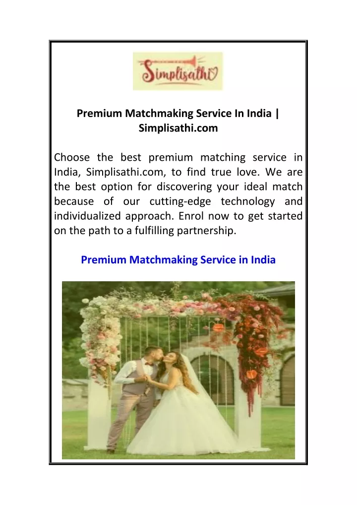 premium matchmaking service in india simplisathi