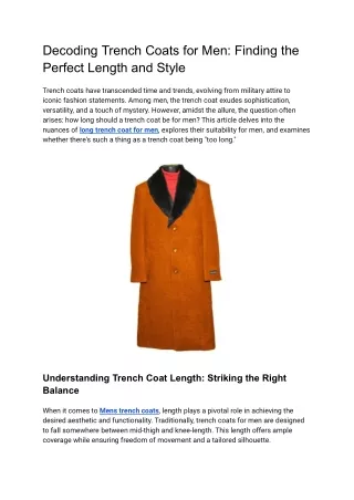 Decoding Trench Coats for Men_ Finding the Perfect Length and Style