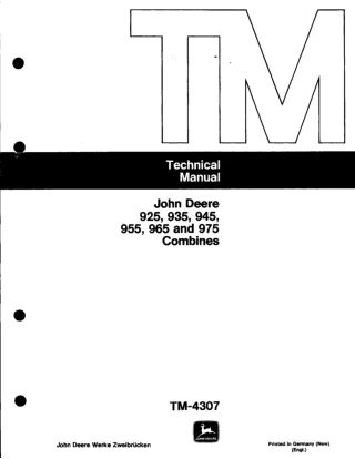 John Deere 975 Combines Service Repair Manual