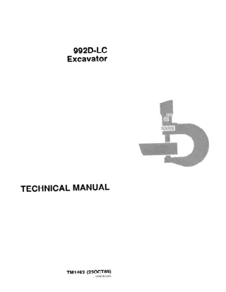 John Deere 992DLC Excavator Service Repair Manual (TM1462 and TM1463)