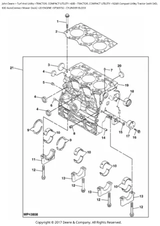 John Deere 1026R Compact Utility Tractor (with 54D, 60D Autoconnect Mower Deck) Parts Catalogue Manual (PC10464)