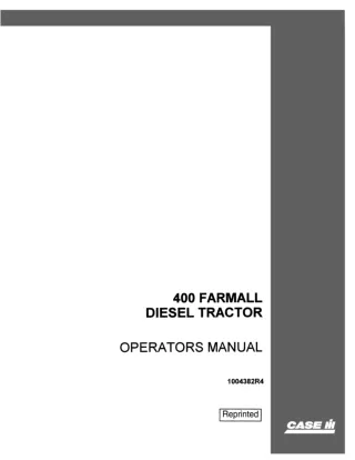 Case IH Farmall 400 Diesel Tractor Operator’s Manual Instant Download (Publication No.1004382R4)