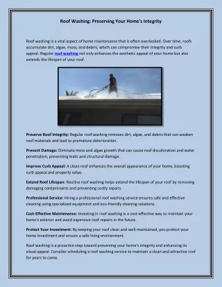 Roof Washing Preserving Your Home's Integrity